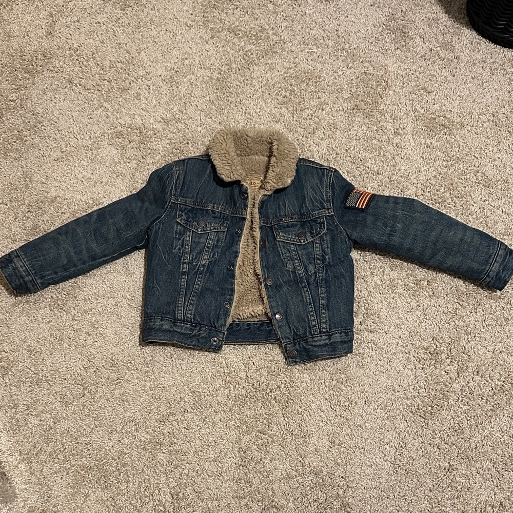 Ralph Lauren Blue Denim Jacket with Tan Sherpa